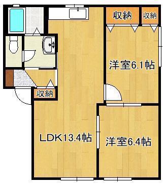 リジェール尾倉パートII  E棟(2LDK/2階)の間取り写真