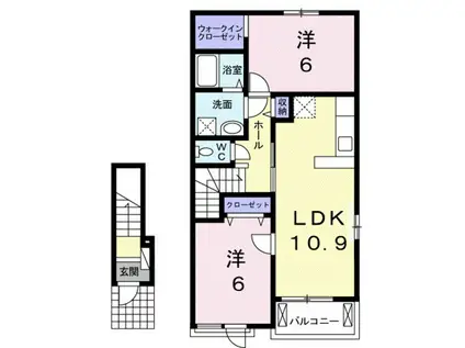 リカステ(2LDK/2階)の間取り写真