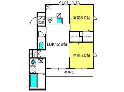 カメリア(2LDK/1階)の間取り写真