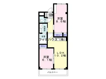 グラン ルポン(2LDK/3階)の間取り写真