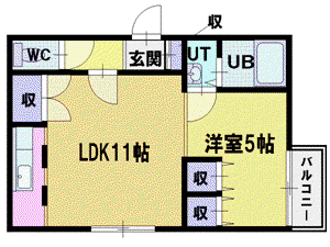 ラプラスワン(ワンルーム/3階)の間取り写真