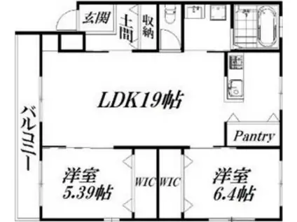 ヴィラ初生(2LDK/2階)の間取り写真