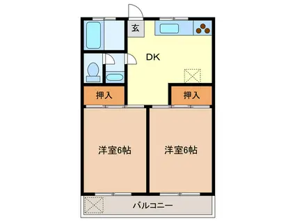 スイートハウス(2DK/1階)の間取り写真