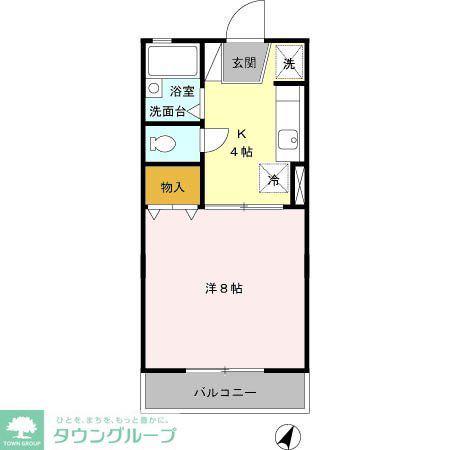コスモスA(1K/1階)の間取り写真