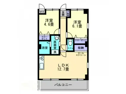 フィネス多賀(2LDK/3階)の間取り写真