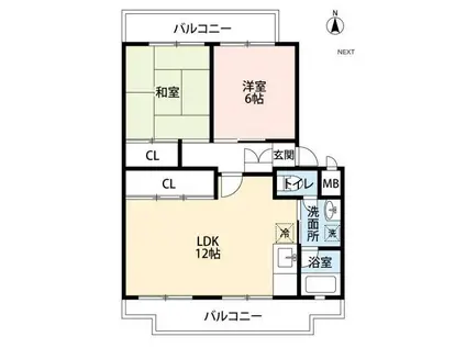 パークシティ白扇2号棟2号棟(2LDK/1階)の間取り写真