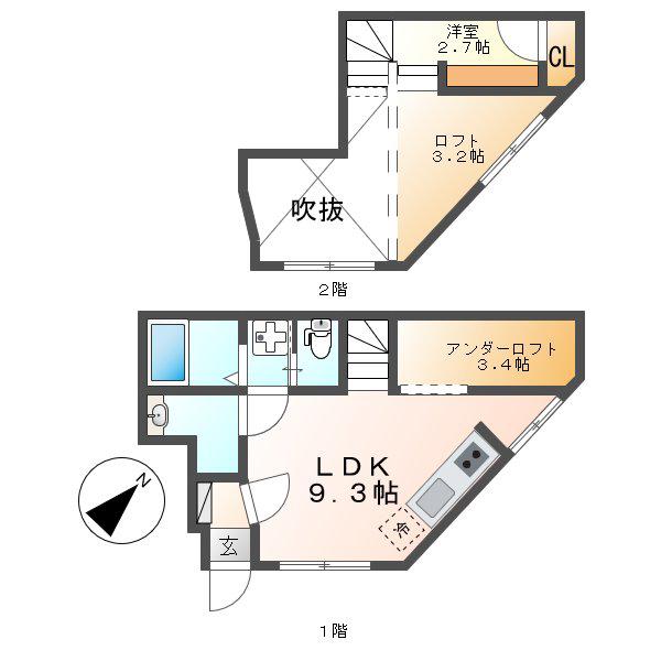 RAFFINE賑町(1LDK/1階)の間取り写真
