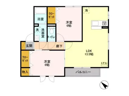 グレイスヒル(2LDK/2階)の間取り写真