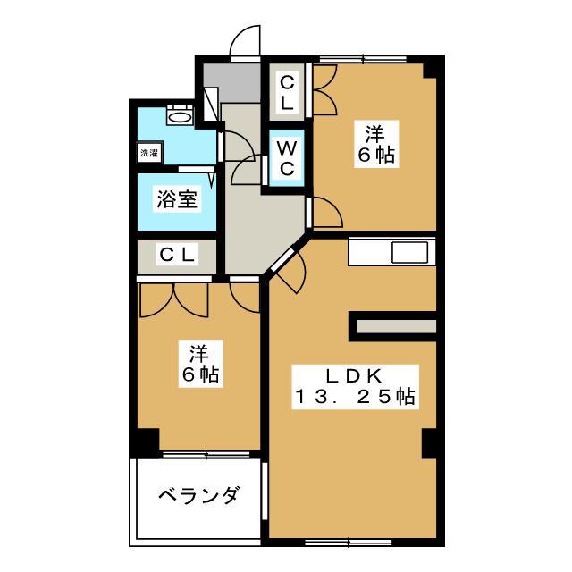 プラザ本牧元町(2LDK/4階)の間取り写真