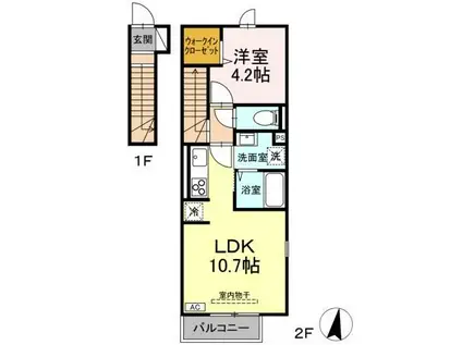 リュール天神川(1LDK/2階)の間取り写真