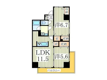 ラシュール フィリア(2LDK/7階)の間取り写真