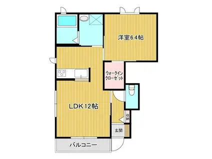アクアルーチェウエストSIDE(1LDK/1階)の間取り写真