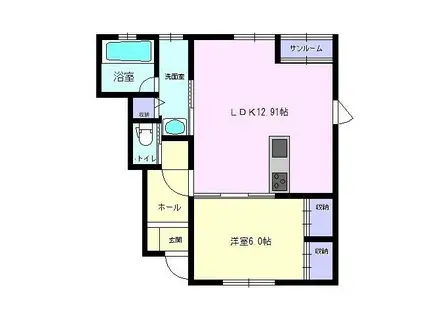 梅の木町DHB棟(1LDK/1階)の間取り写真