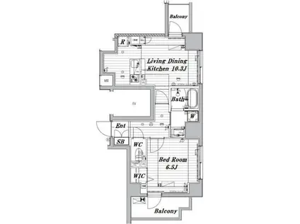 メイクスデザイン両国ノース(1LDK/6階)の間取り写真