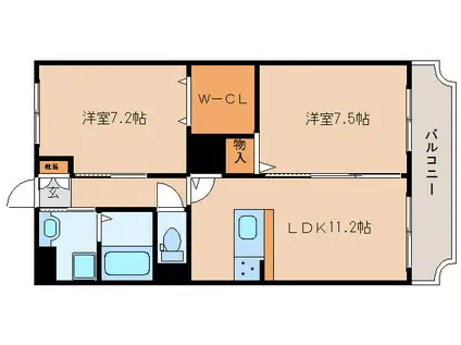 レラシオンユジ(2LDK/3階)の間取り写真