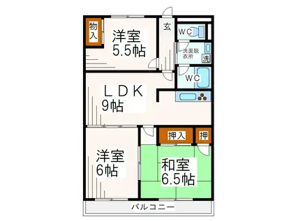 サンテーズII(3LDK/6階)の間取り写真