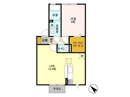 メルヴェイユC棟(1LDK/1階)の間取り写真