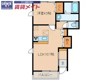 MO-V(1LDK/1階)の間取り写真