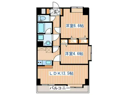 しゃとれ利府(2LDK/6階)の間取り写真