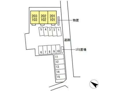 プレジール泉C(1DK/1階)の間取り写真