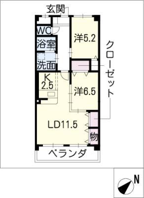 エミネンス(2LDK/3階)の間取り写真