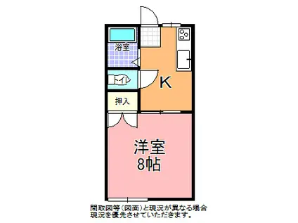 シェルコーポラス B棟(1K/1階)の間取り写真