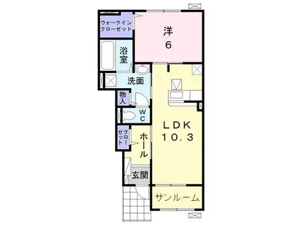 ペジーブル なかの A棟(1LDK/1階)の間取り写真