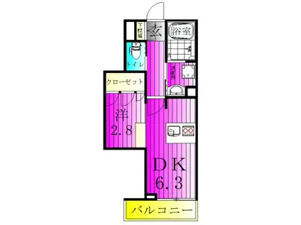 プレシャス北小金(1DK/1階)の間取り写真
