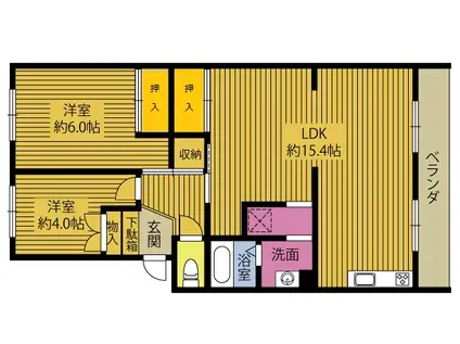 グランセノーテ滝尾(2LDK/1階)の間取り写真