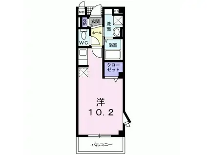 プリムローズ II(ワンルーム/2階)の間取り写真