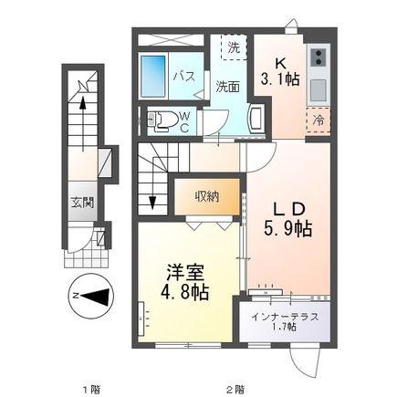 アン ルシオール(1LDK/2階)の間取り写真