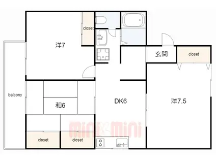 クレール名谷(3DK/1階)の間取り写真