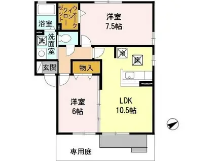 プリーズ淡路B棟(2LDK/2階)の間取り写真