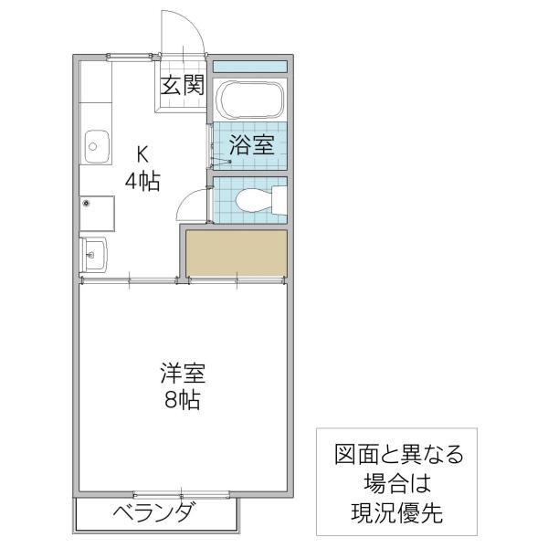 ツインハイツA棟(1K/1階)の間取り写真