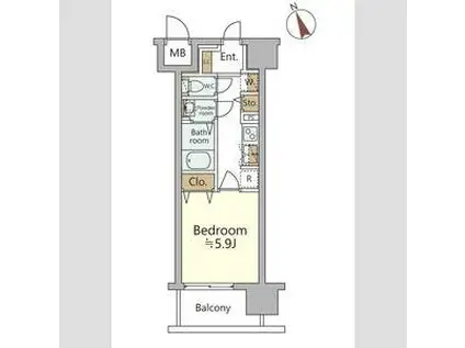 ジオエント福島野田レジデンス(1K/14階)の間取り写真