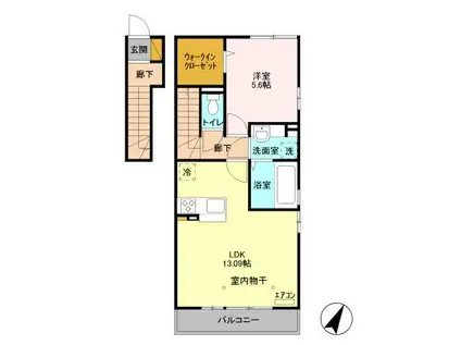 BALL PARK B ボールパークB(1LDK/2階)の間取り写真