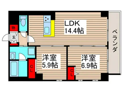 カスタリア西船橋II(2LDK/3階)の間取り写真