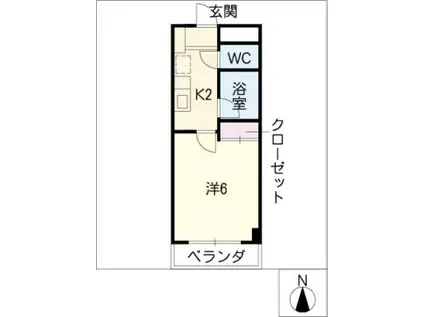 ゴールドグランパス(1K/1階)の間取り写真
