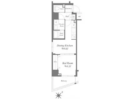 GENOVIA水天宮前IISKYGARDEN(1DK/2階)の間取り写真