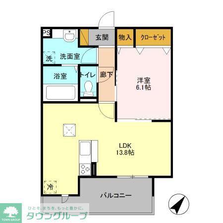 ベラヴィスタ蘇我(1LDK/1階)の間取り写真