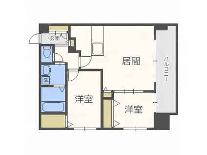 モルティーニ西線通(2LDK/5階)の間取り写真