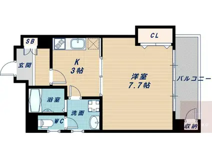 アルシェ江坂(1K/3階)の間取り写真