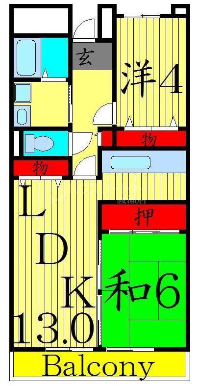 フレール綾瀬1(2LDK/1階)の間取り写真