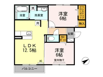 ブランチブロード 樹(2LDK/3階)の間取り写真
