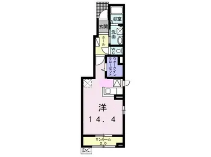 スイセンI(ワンルーム/1階)の間取り写真