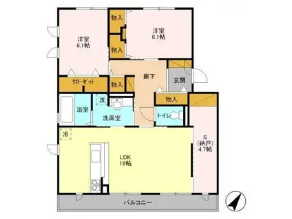 ネイチャーヴィラミネルバ(2LDK/2階)の間取り写真