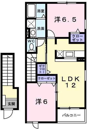 アクア ガーデン III(2LDK/2階)の間取り写真