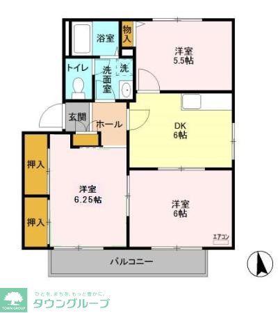 パトリアI(3DK/1階)の間取り写真