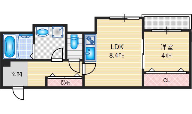ベルリッジ岸辺A(1LDK/2階)の間取り写真