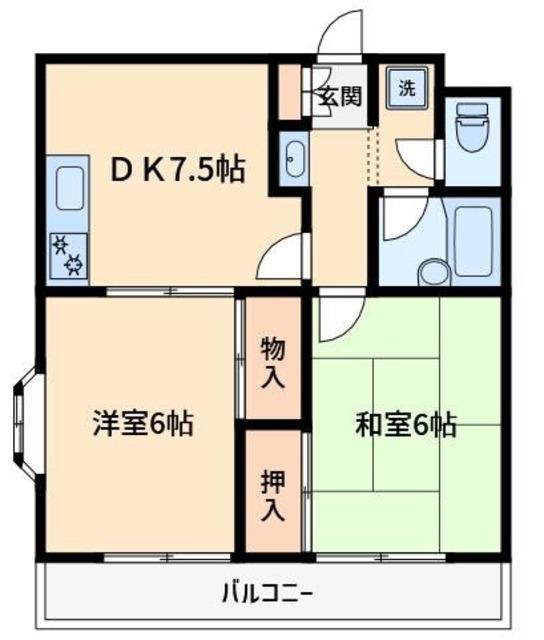 新潮通一番館(2DK/2階)の間取り写真
